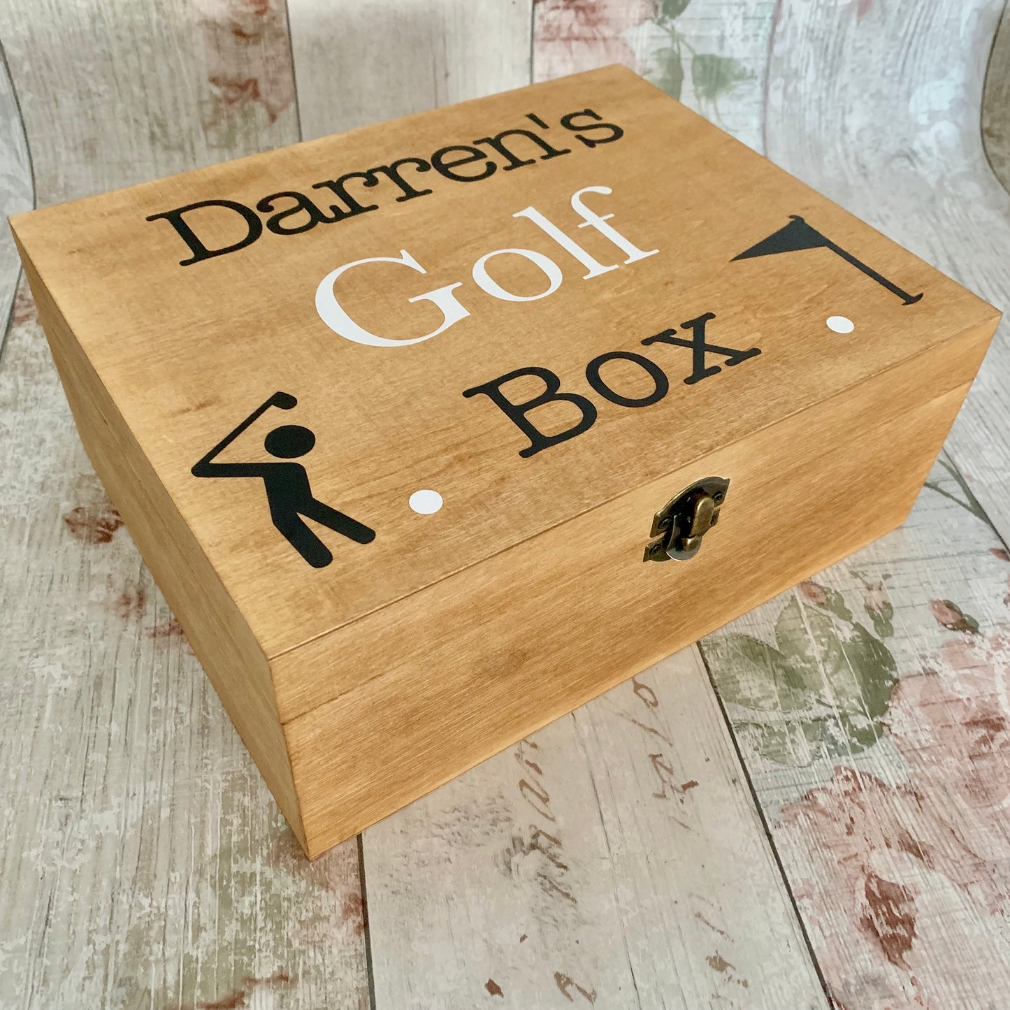 Personalised Wooden Golf Accessories Box | Custom Golf Gear Storage