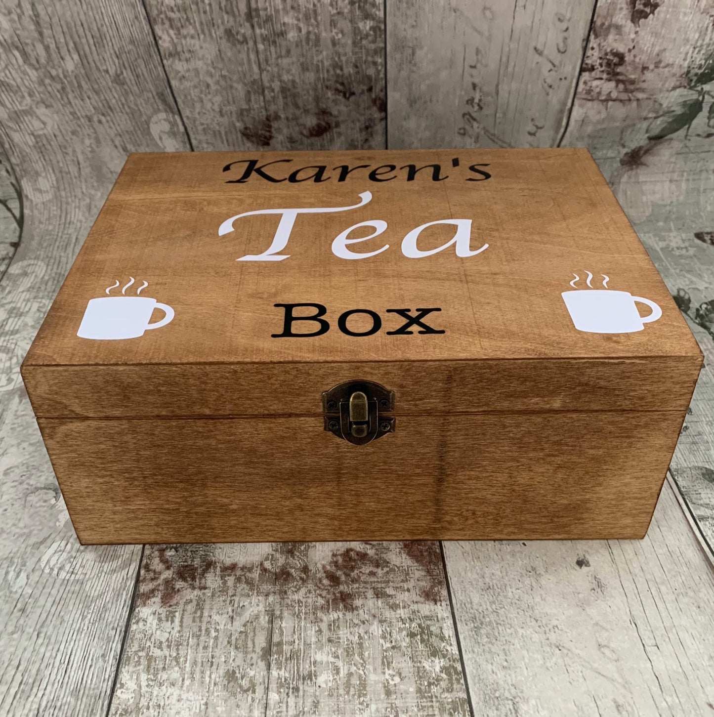 Personalised Wooden Tea Storage Box