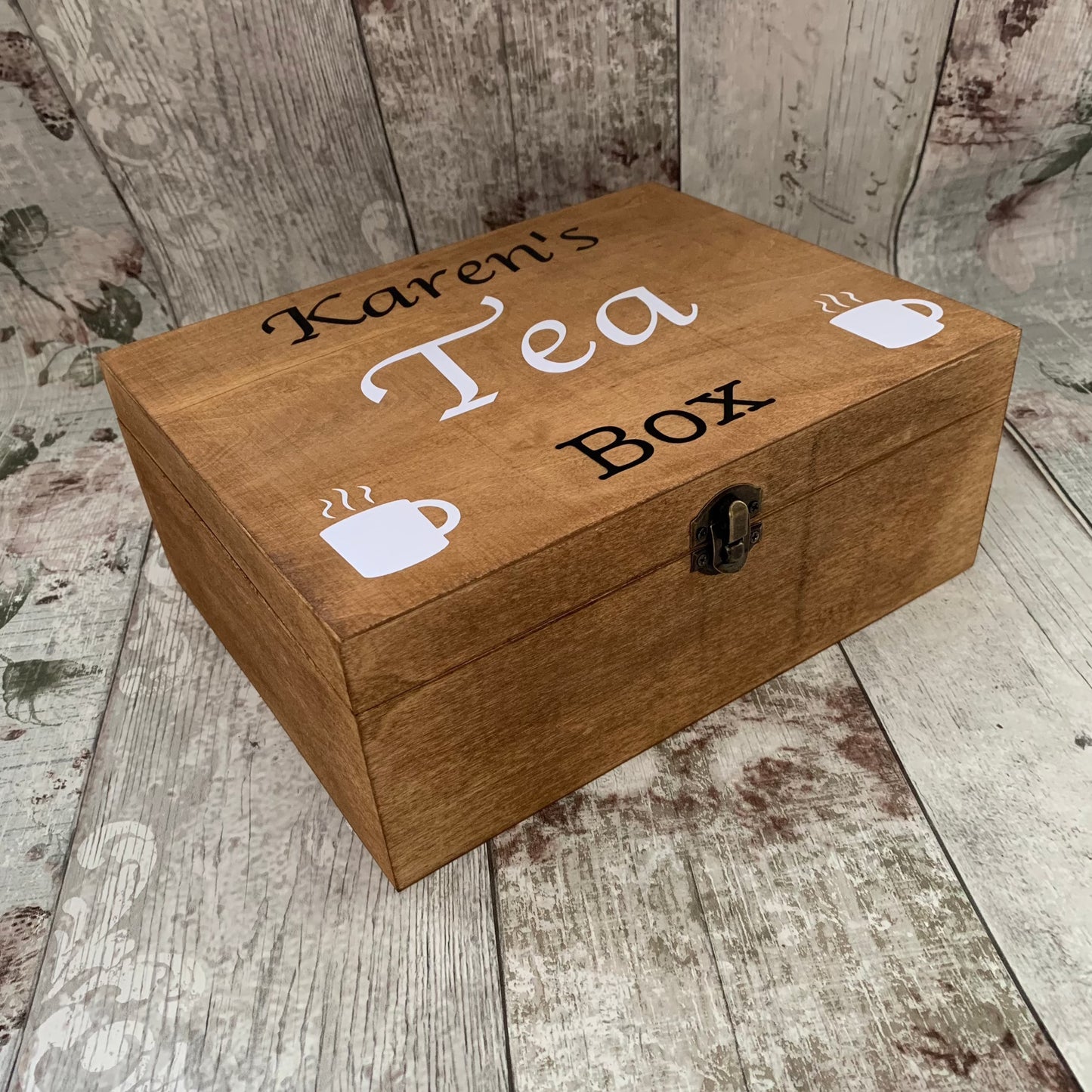 Personalised Wooden Tea Storage Box