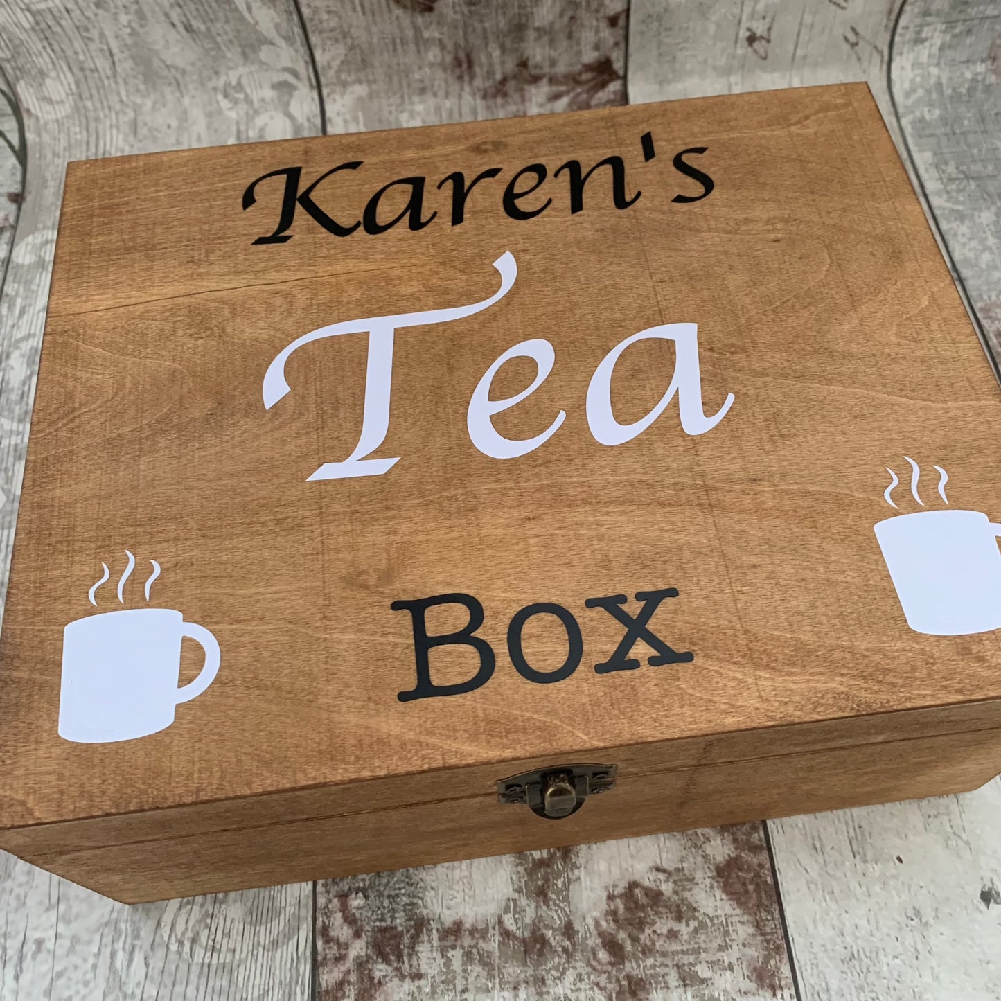 Personalised Wooden Tea Storage Box