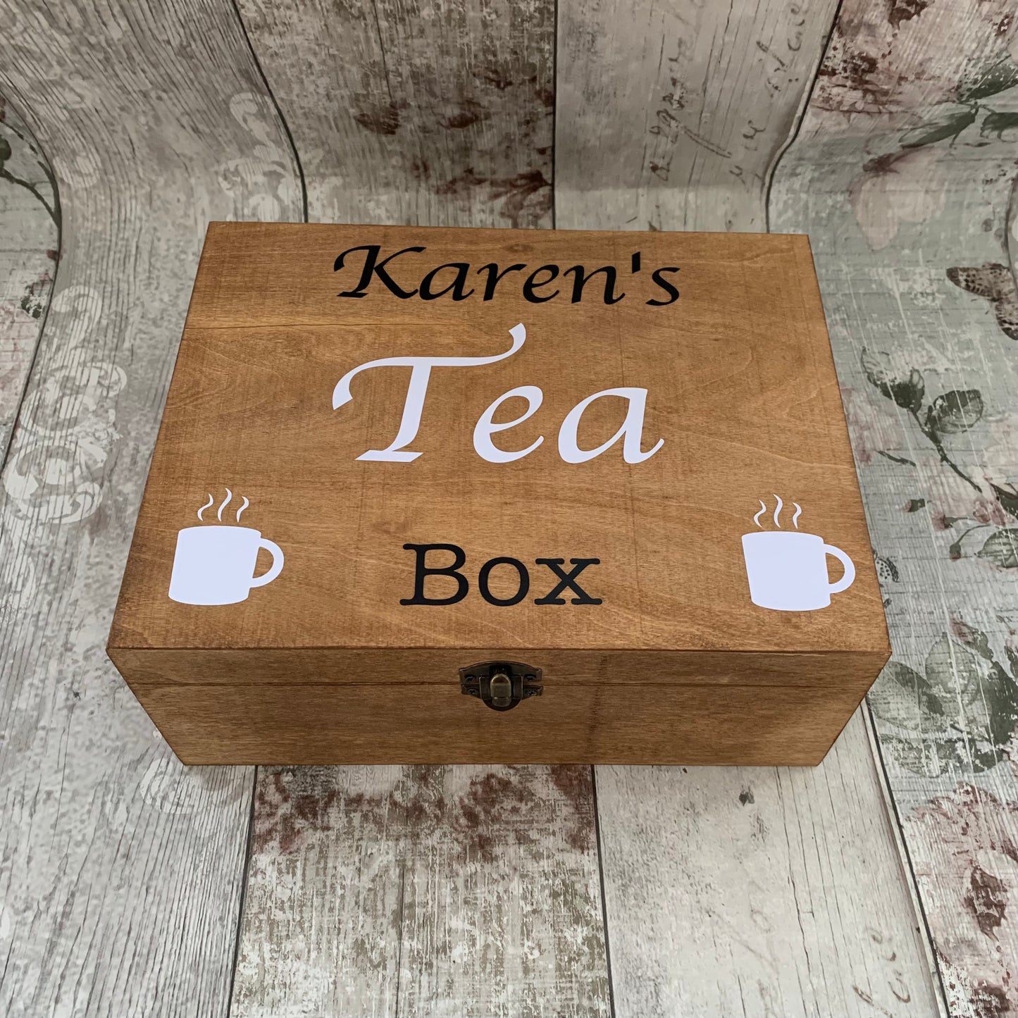 Personalised Wooden Tea Storage Box