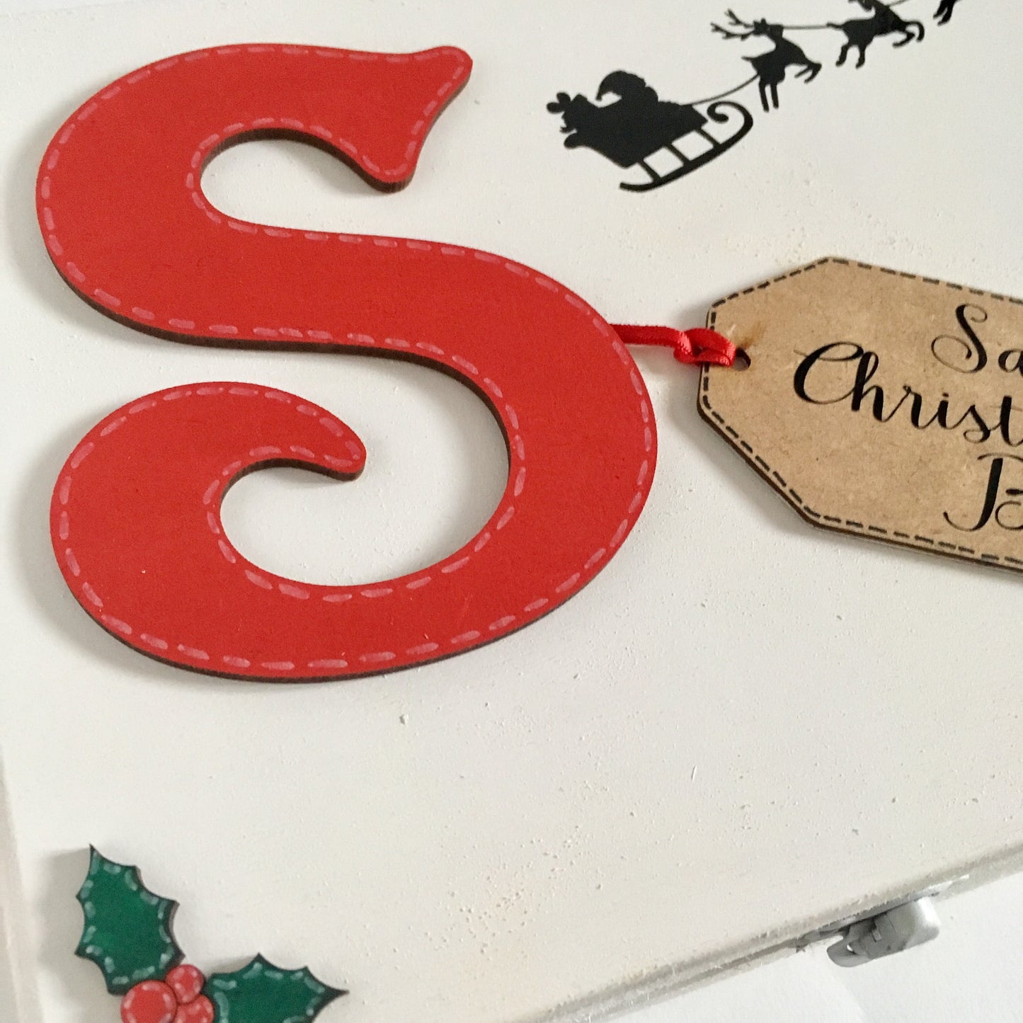 White Personalised Wooden Christmas Eve Box with Optional Poem