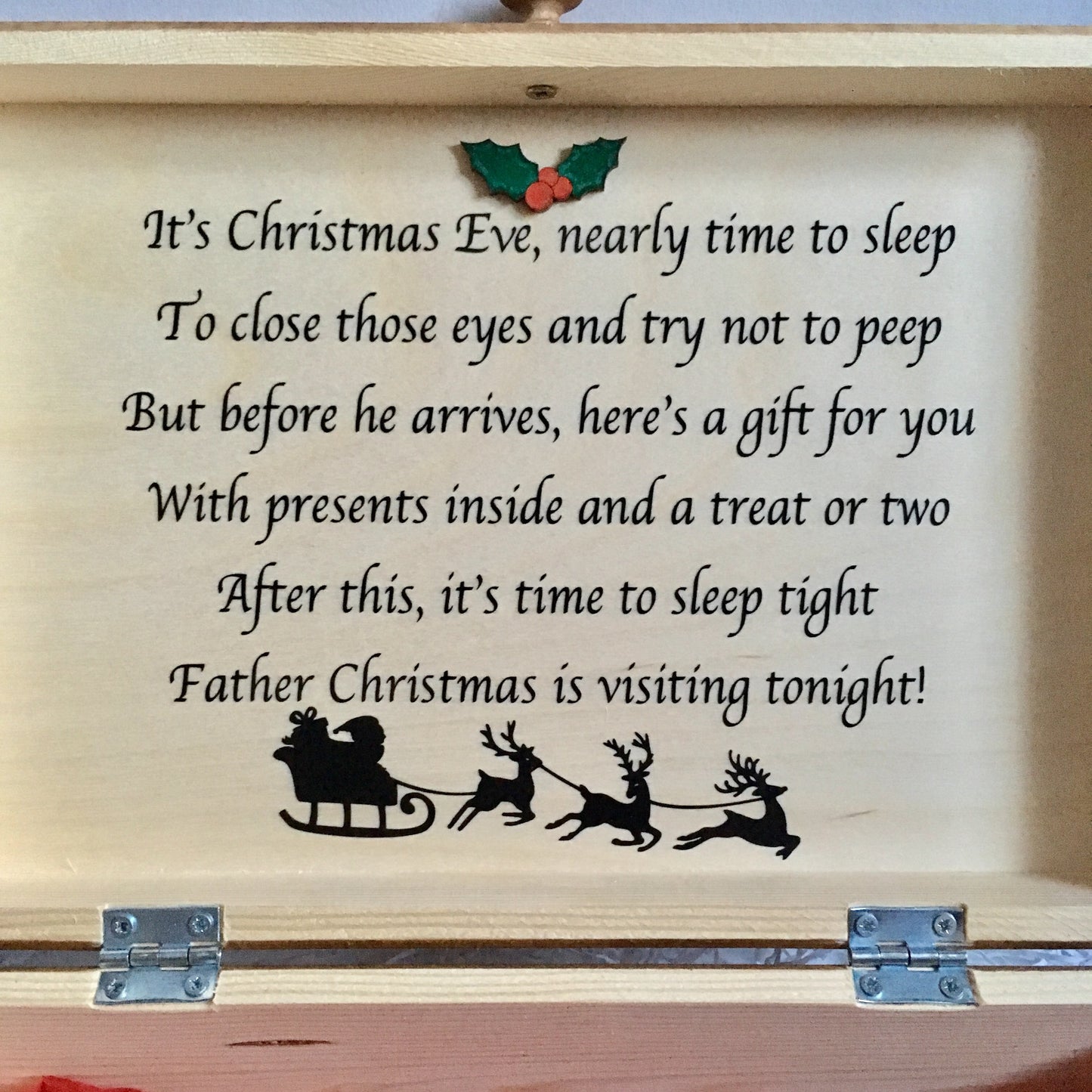 White Personalised Wooden Christmas Eve Box with Optional Poem